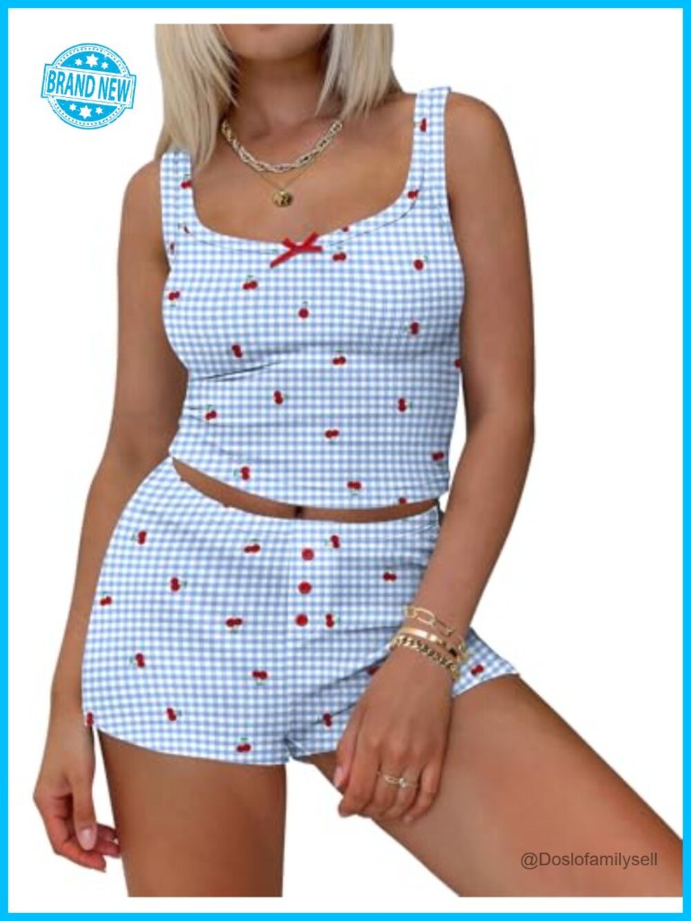 Ribbed Knit 2-Piece Tank Top and Shorts Pajama Set Sleepwear